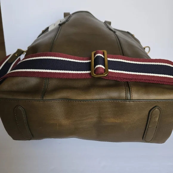 NWT J. Crew Oar Leather Tote Bag Mens Olive Green/Brown - Picture 9 of 16